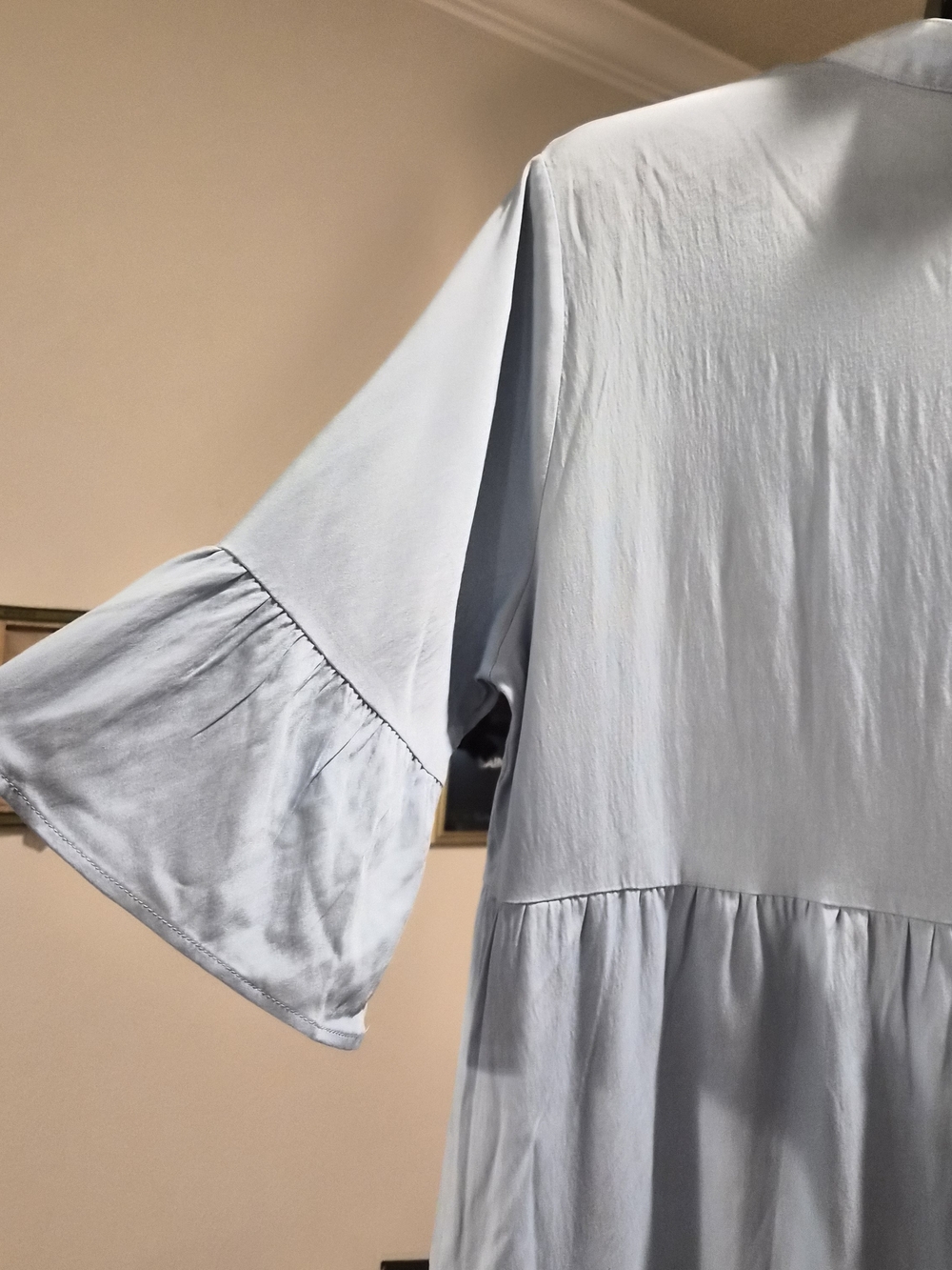 Brand New with Tags Chambray Blue Ruffled Tiered Babydoll Dress - Picture 14 of 16